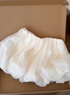 胖mm白色花苞裙半身裙女秋季新款松紧腰高腰显瘦南瓜a字蓬蓬短裙