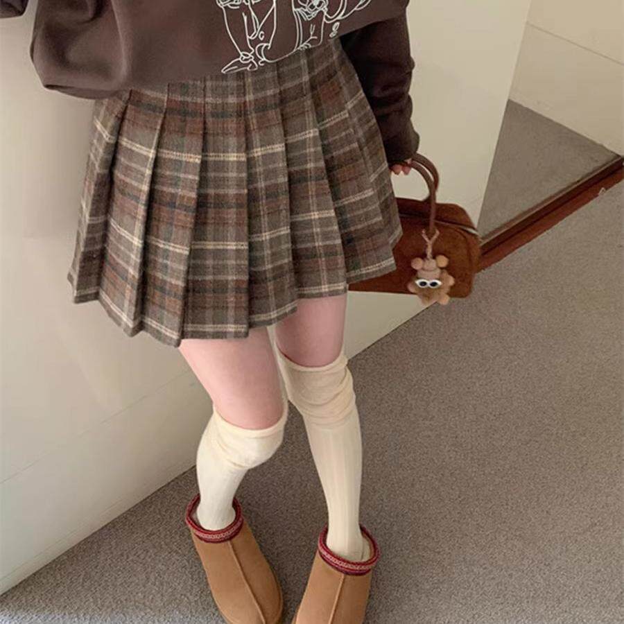 a字学院风JK半身裙百褶短裙加厚