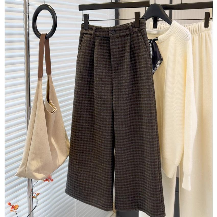 复古风高腰显瘦直筒裤阔腿裤