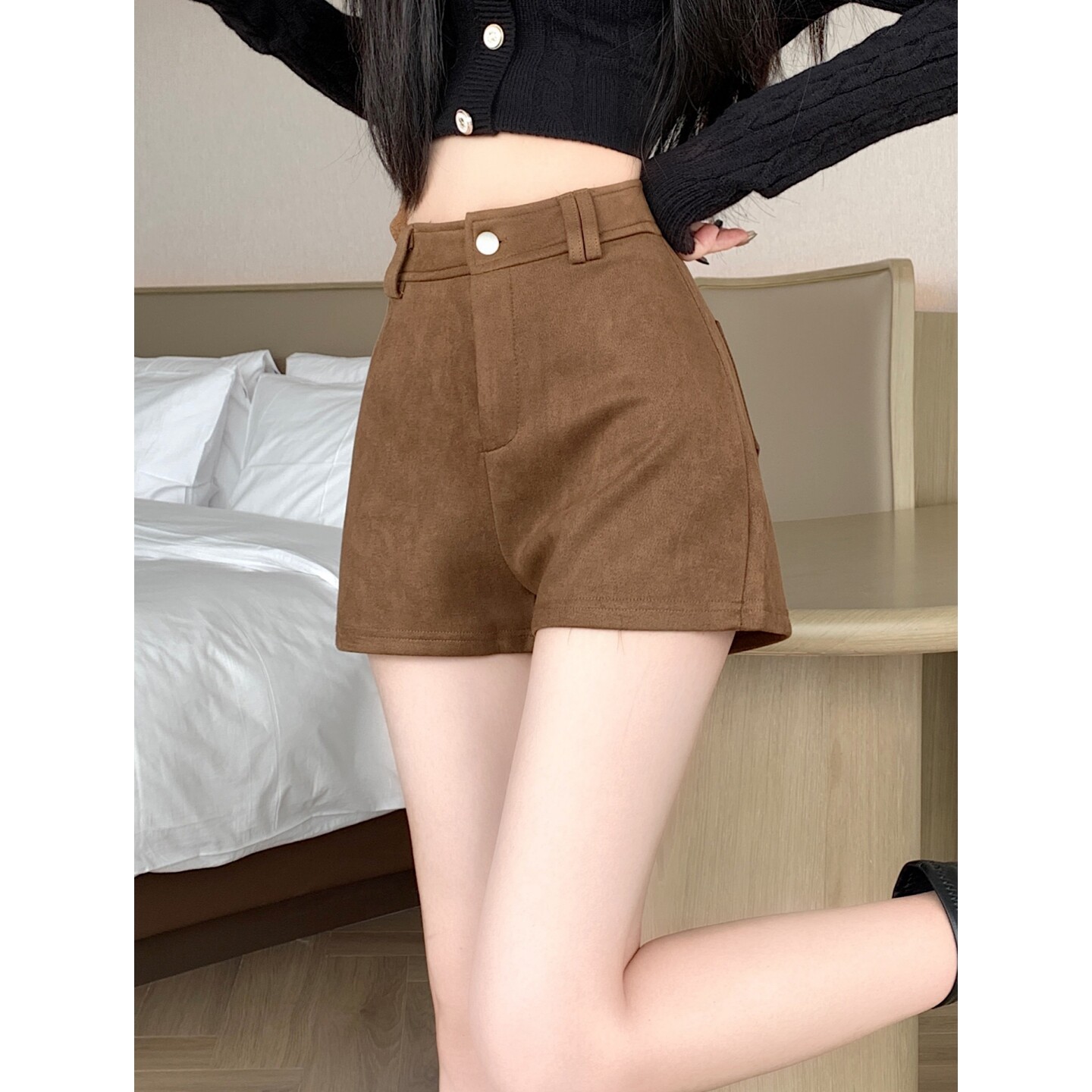 秋冬外穿美式鹿皮绒棕色a字短裤女美拉德打底裤高腰显瘦包臀靴裤,女装/女士精品,休闲裤,淘宝优惠券,粉丝福利购,淘宝优惠卷