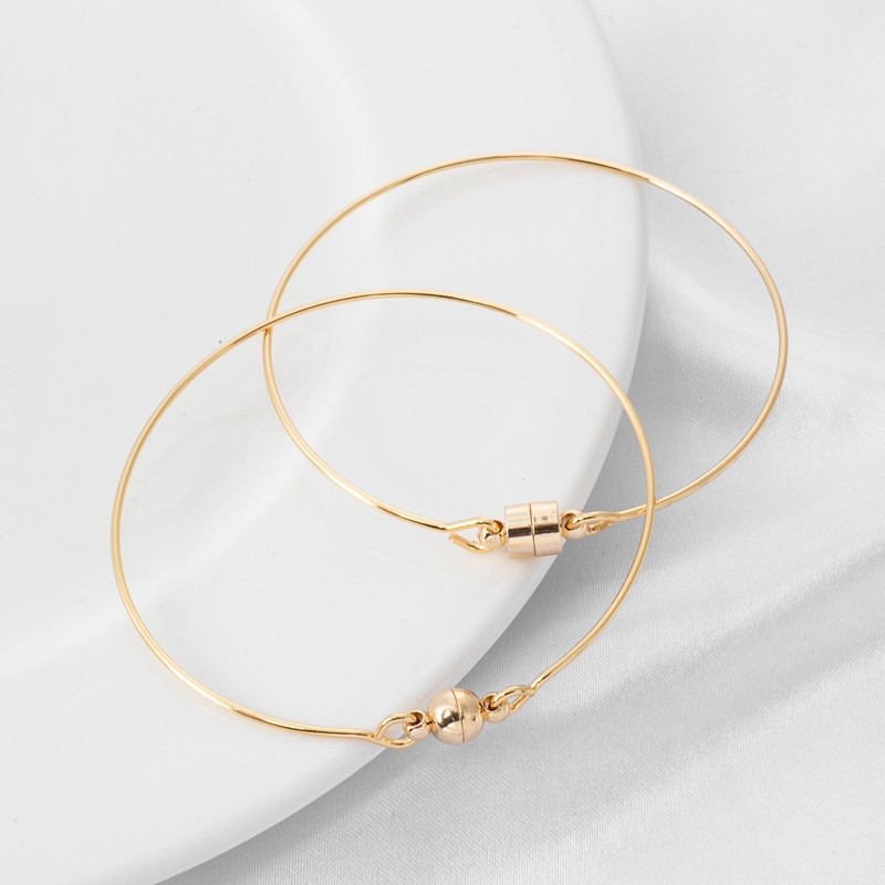 14k包金镀金保色光圈手镯带磁扣打底圈diy饰品配件珍珠绕线镯子圈