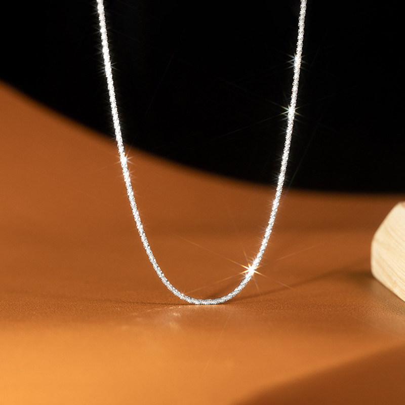 足银925波光粼粼时尚满天星项链女纯银短款配链锁骨链裸链无吊坠