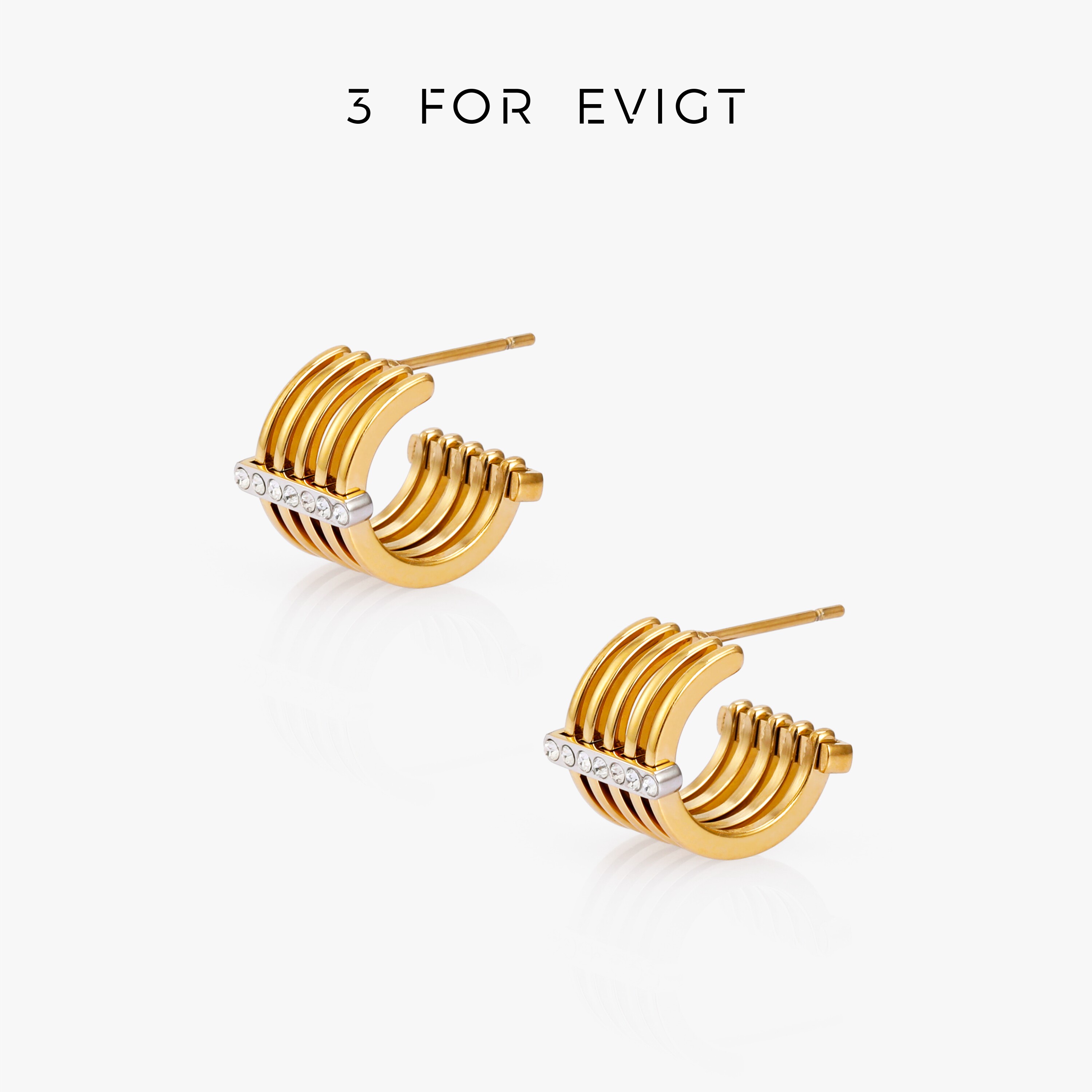 3 for evigt镀18K金赤道系列耳环精致考究高级实用感