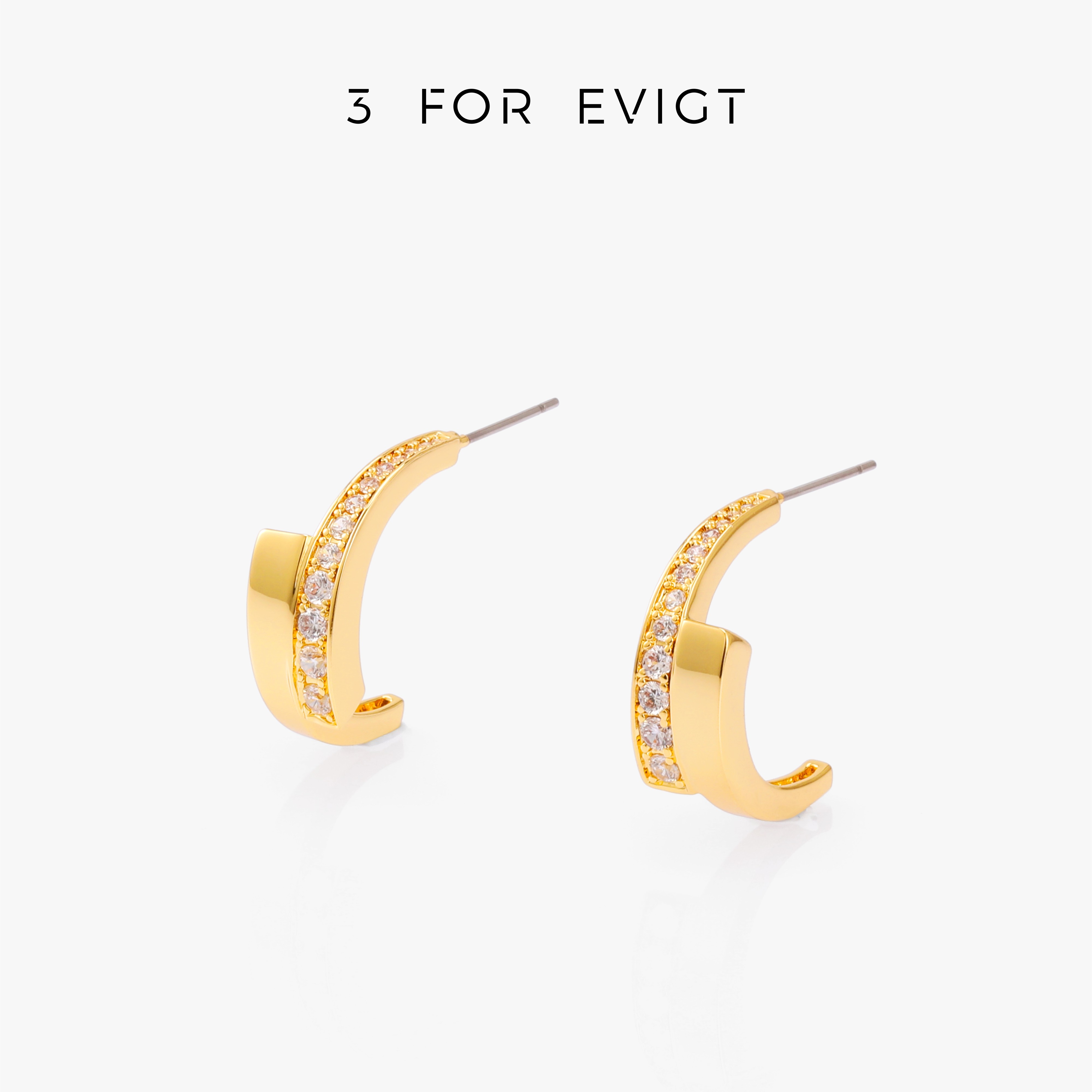 3 for evigt镀18K金赤道系列太阳轨迹耳环高级实用感C形女式