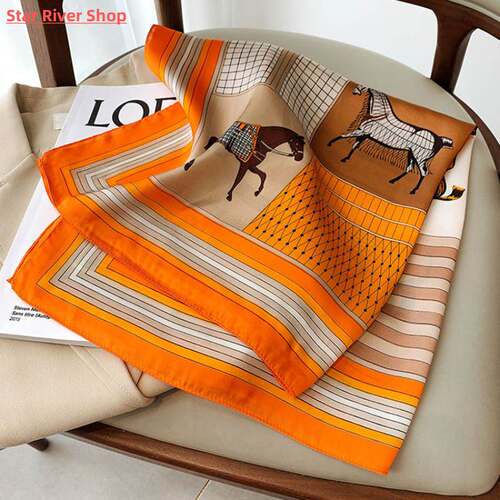 2022 New 70*70cm Silk Satin Hair Scarf Women Handkerchief Pr