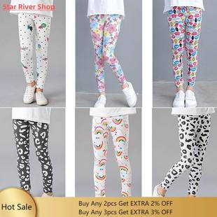 Girls Leggings for Kids Rainbow Print Casual Floral Pencil P