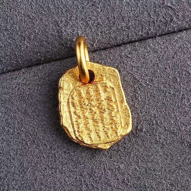 S925银 五条经文银镀金古法金diy饰品吊坠圆牌轻奢挂件项坠饰品配