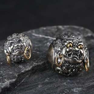 藏式925银大黑天隔珠黄财神腰珠顶珠文玩金刚凤眼菩提国风diy顶珠