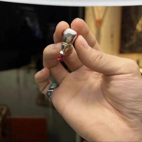 925纯银佛头三通12.514.5mm光面金刚星月菩提配件配饰文玩DIY