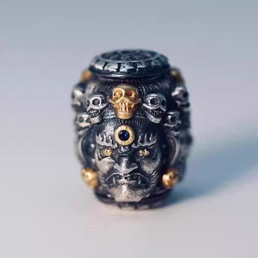 925银 新款纯银【镶金大黑天】转运隔珠 国风设计款 尺寸1215mm