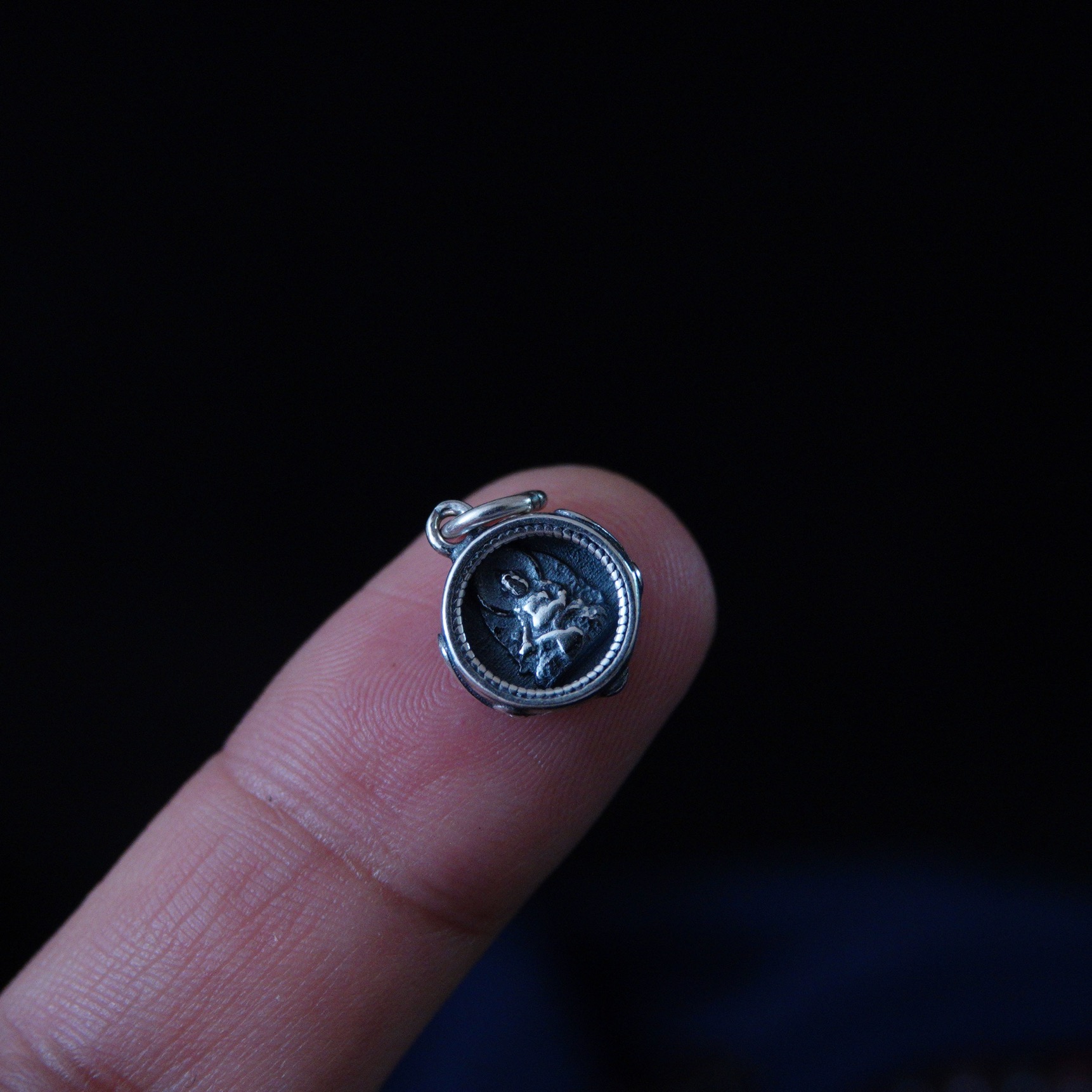 925银藏式手工银黄财神吊牌项链念珠手串挂件吊坠DIY饰品配饰