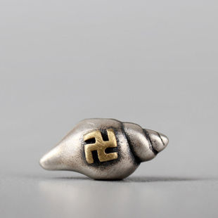 藏传S925纯银饰万字符法螺卡子文玩手串计数夹隔珠藏式佛珠弟子珠