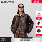 小 皮 气系列 H·GENTEEL荷高2025冬新款 羊皮革鹅绒皮衣