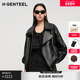 女时尚 H·GENTEEL荷高2025新款 秋装 通勤酷飒翻领哑光材质短外套