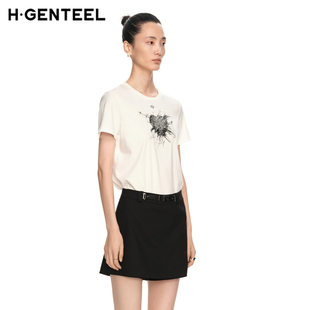 女主题爱心修身 柔软舒T恤GUE14620659 春装 H·GENTEEL荷高新款