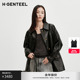 小 皮 气系列 H·GENTEEL荷高2025女油蜡皮落肩袖 小翻领外套