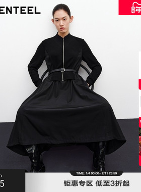 H·GENTEEL荷高新款秋装配腰带拼接针织修身连衣裙GCE32750575