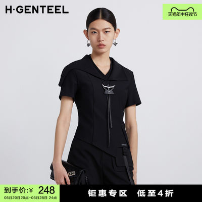 H·GENTEEL荷高新品风格款不对称个性假领上衣