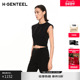 H·GENTEEL荷高新款 夏装 女设计感交叉收腰褶皱气质上衣
