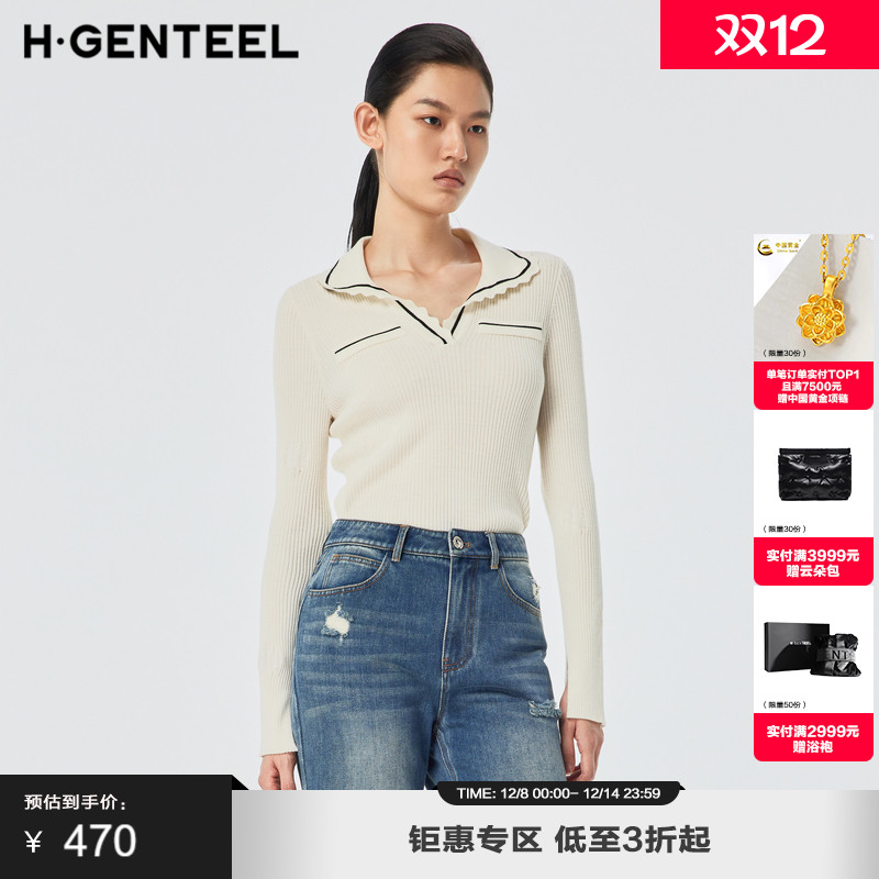 波浪衣领、异色撞条、提花肌理