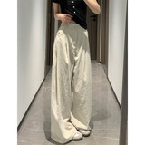 白色日系西装裤女2025新款春夏季高腰小个子休闲奶芙冰丝阔腿裤子，女装休闲裤，搜酷衣阁