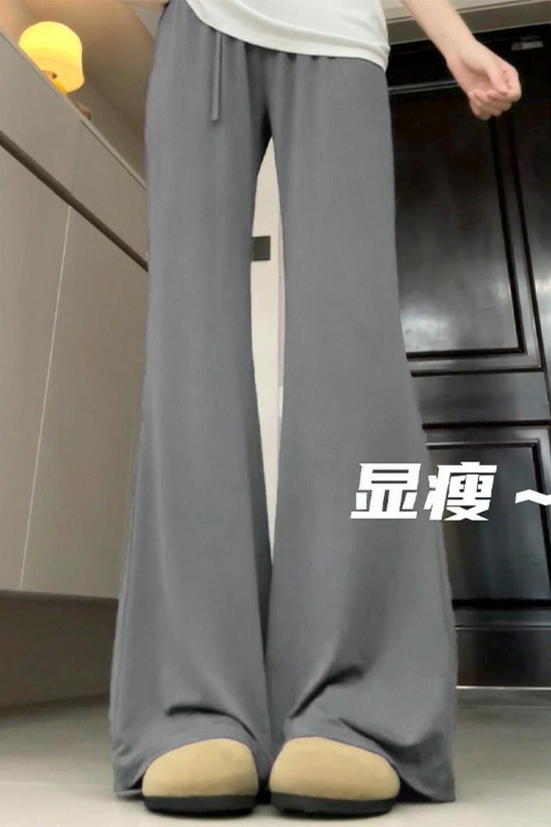 黑色微喇防晒裤女夏季薄款2025新款垂感速干小个子冰丝阔腿喇叭裤，女装休闲裤，搜酷衣阁