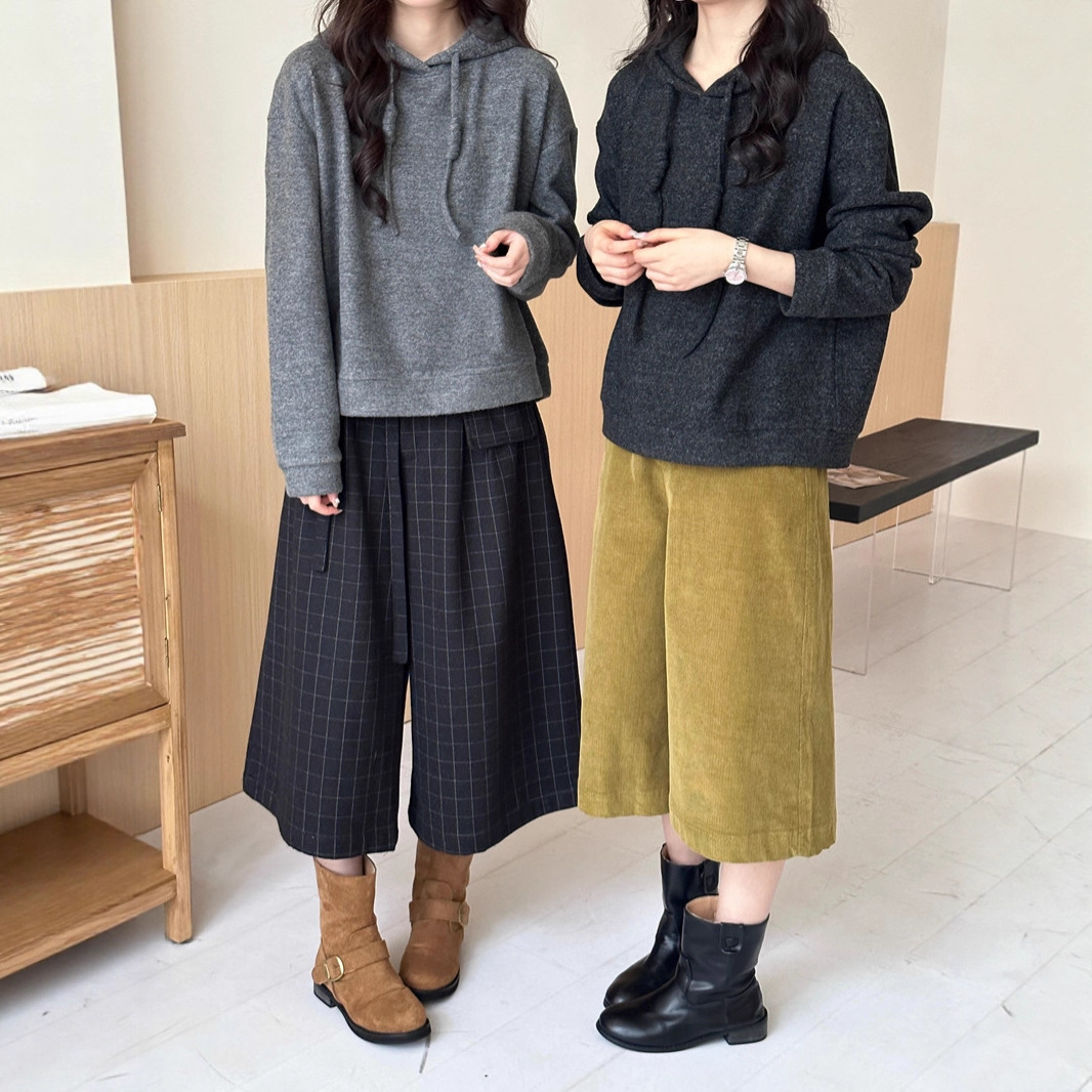 加绒杂色毛圈针织连帽廓形软糯卫衣落肩宽松显瘦长袖上衣，女装卫衣/绒衫，搜酷衣阁