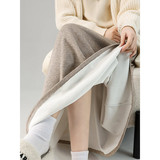 加绒灰色糯米裙子女2026秋冬新款高腰显瘦a字伞裙中长款半身裙子，女装半身裙，搜酷衣阁