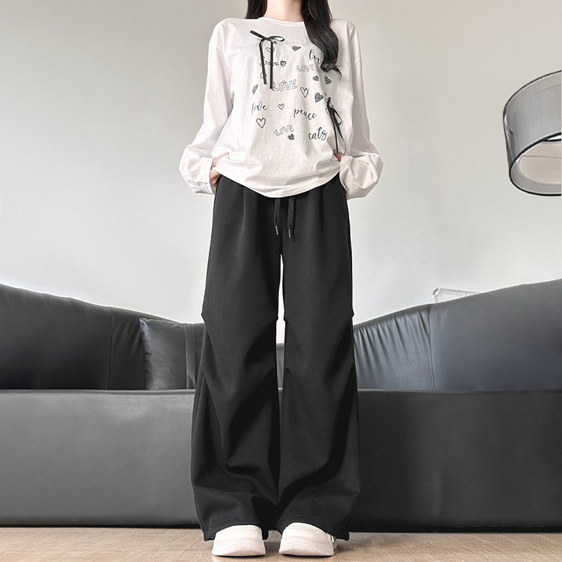 运动裤女2025年女装夏薄款高腰运动裤显瘦直筒裤小个子春秋阔腿裤，女装休闲裤，搜酷衣阁