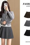 灰色毛呢百褶裙女2025新款秋季高腰a字裙jk短裙小个子秋冬半身裙，女装半身裙，搜酷衣阁