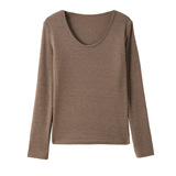 W秋冬v领内搭磨毛打底衫女2026新款加厚保暖高级感灰色上衣可外穿，保暖内衣，搜酷衣阁