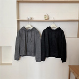 加绒杂色毛圈针织连帽廓形软糯卫衣落肩宽松显瘦长袖上衣，女装卫衣/绒衫，搜酷衣阁