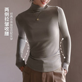 W秋冬季新款半高领打底衫女式设计感收腰显瘦气质内搭上衣，保暖内衣，搜酷衣阁
