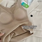 莱赛尔羊绒秋冬保暖背心蕾丝内衣女提拉带胸垫磨毛打底衫上衣修身，保暖内衣，搜酷衣阁