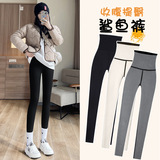 纯色加绒鲨鱼皮九分打底裤女外穿新款裤高腰收腹提臀裤子，女装打底裤，搜酷衣阁
