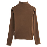 W秋冬季半高领德绒磨毛打底衫女高级感修身显瘦气质外穿内搭上衣，保暖内衣，搜酷衣阁