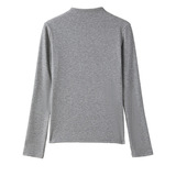 莱赛尔半高领螺纹修身长袖打底衫女内搭中领正肩t恤上衣，女装T恤，搜酷衣阁