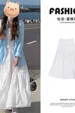 白色半身裙女春秋2026新款高腰a字垂坠感伞裙小个子半裙蛋糕长裙，女装半身裙，搜酷衣阁