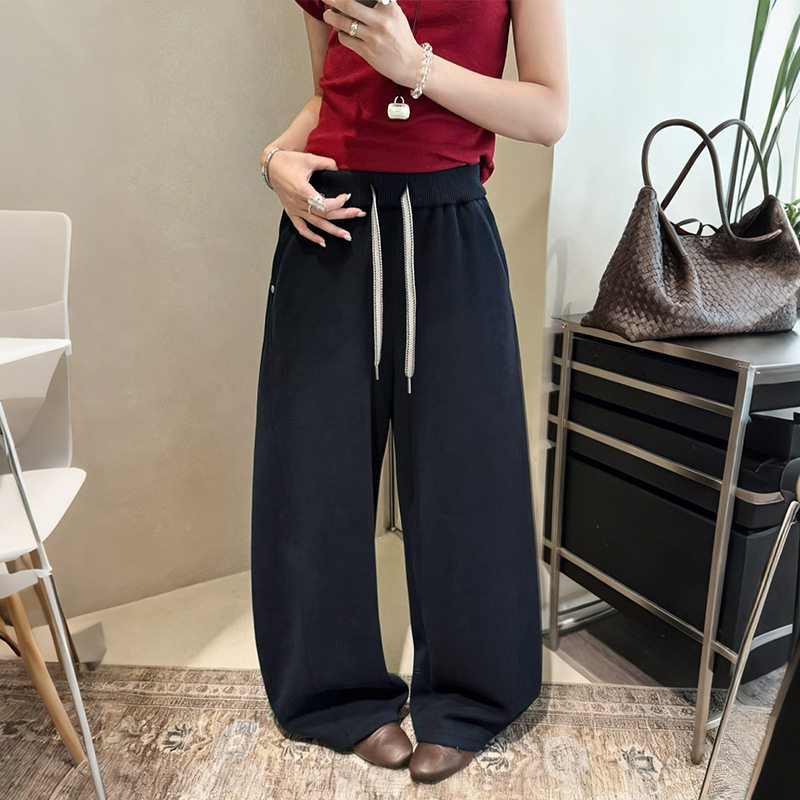 纯色抽绳显瘦弯刀裤2026秋冬仿羊绒韩版休闲百搭阔腿裤直筒裤卫裤，女装休闲裤，搜酷衣阁