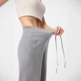秋季灰色运动卫裤女高腰垂感新款美式辣妹休闲拖地裤子女款，女装休闲裤，搜酷衣阁