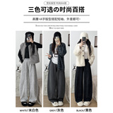 加绒裤子女秋冬新款灯芯绒阔腿休闲裤小个子加厚特保暖羊羔绒棉裤，女装休闲裤，搜酷衣阁