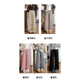 羊绒加绒阔腿裤女秋冬新款高腰垂感直筒裤休闲针织显瘦加厚糯米裤，女装休闲裤，搜酷衣阁