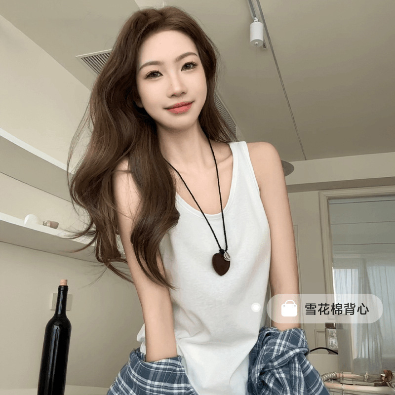 风宽松雪花棉吊带背心女内搭打底夏季外穿遮肉遮副乳无袖上衣，女装背心吊带，搜酷衣阁