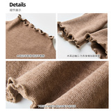 仿羊绒木耳边季磨毛长袖打底衫女内搭正肩t恤可外穿修身上衣，女装T恤，搜酷衣阁