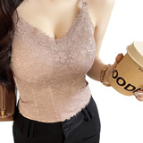 本命年红色内衣吊带背心女带胸垫外穿秋冬修身内搭免穿文胸一体式，抹胸，搜酷衣阁