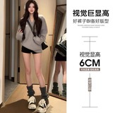 黑色加绒西装短裤女外穿冬季2025新美式高腰辣妹休闲紧身弹力热裤，女装休闲裤，搜酷衣阁