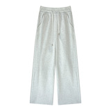 白灰色加绒lulu同款卫裤女秋冬季加厚羊羔绒运动裤窄版显瘦阔腿裤，女装休闲裤，搜酷衣阁