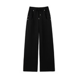 2026新款运动裤子女卫裤秋季直筒高腰宽松休闲裤美式双口袋阔腿裤，女装休闲裤，搜酷衣阁