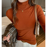 W德绒磨毛堆堆高领打底衫女秋冬内搭高级感加厚保暖正肩长袖上衣，保暖内衣，搜酷衣阁