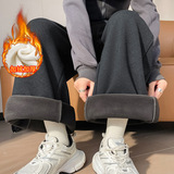 加绒加厚阔腿裤秋冬季2026新款女高腰宽松显瘦休闲直筒运动裤卫裤，女装休闲裤，搜酷衣阁